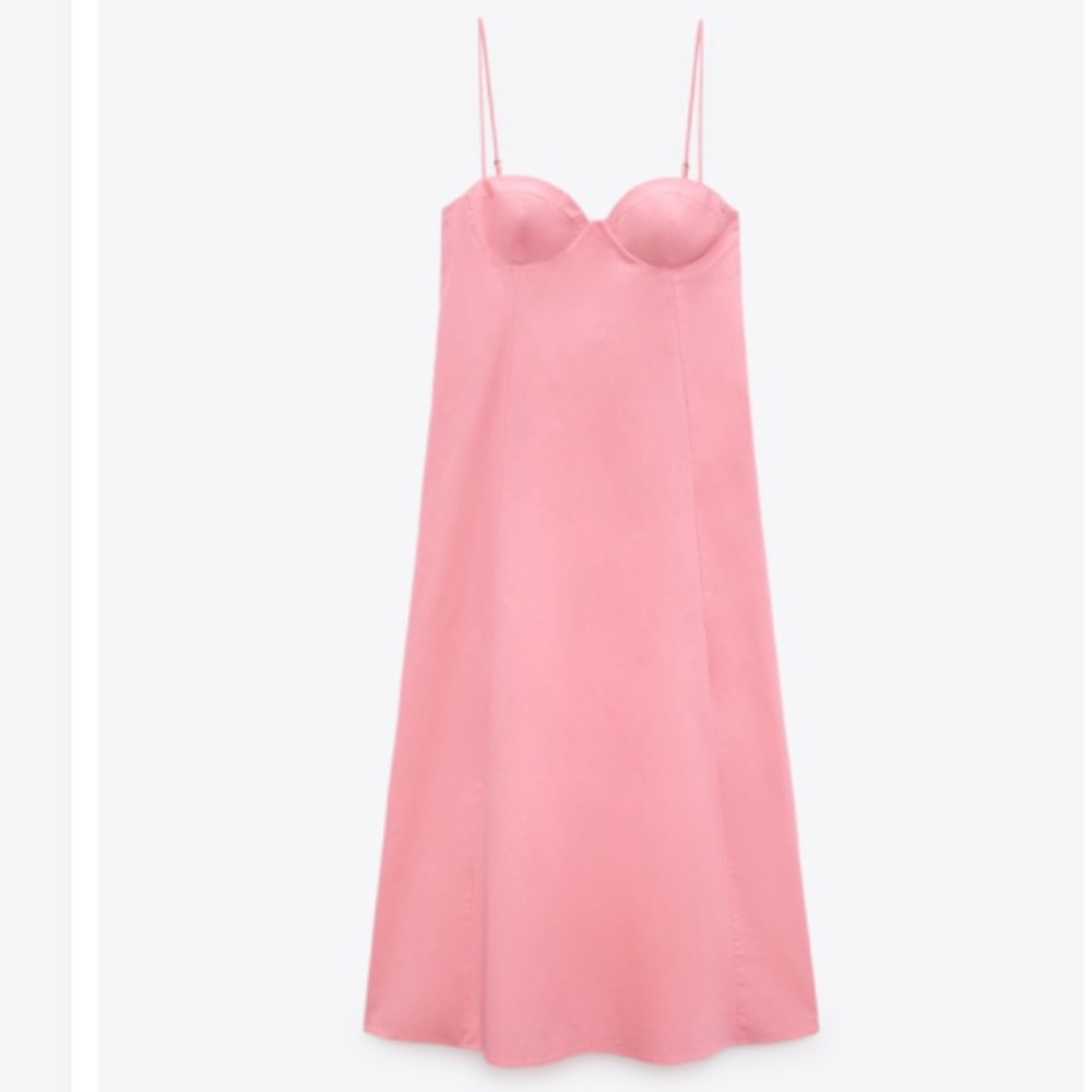 ZARA pink poplin midi dress - Picture 9 of 11
